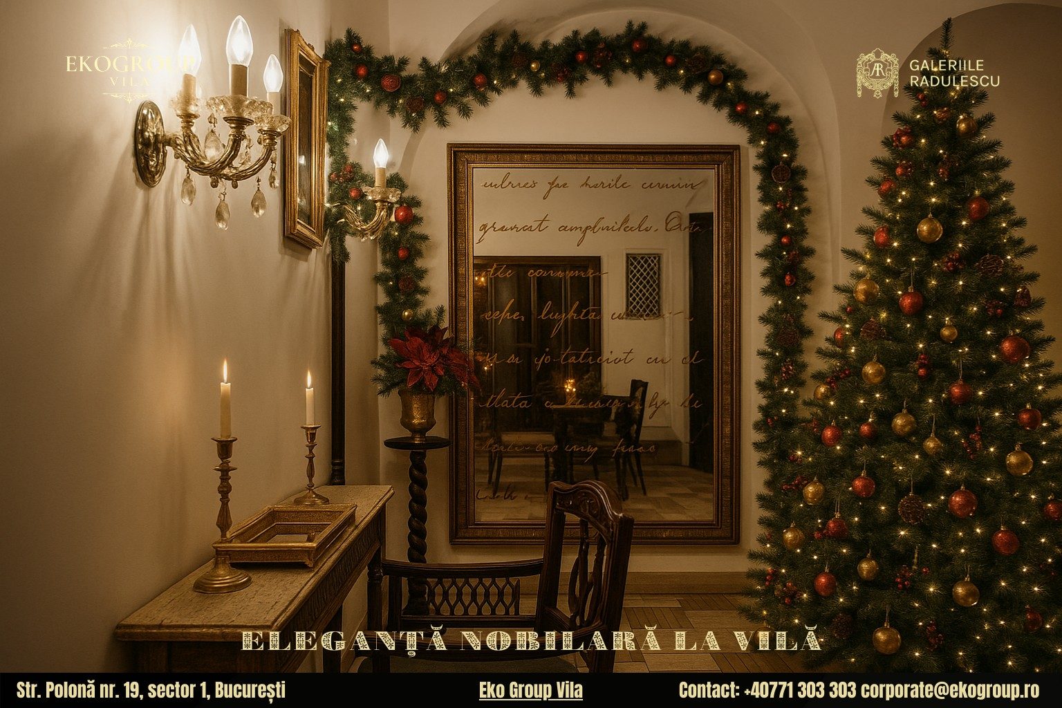 Decoratiuni de Craciun în stil interbelic: Eleganța nobiliarei Eko Group Vila în expoziția Crăciunul anilor ’30